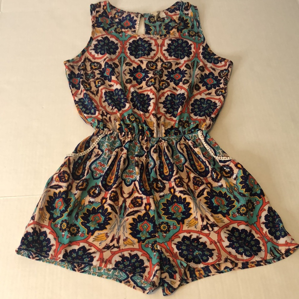 Romper Made In USA Sleeveless Floral  Size L